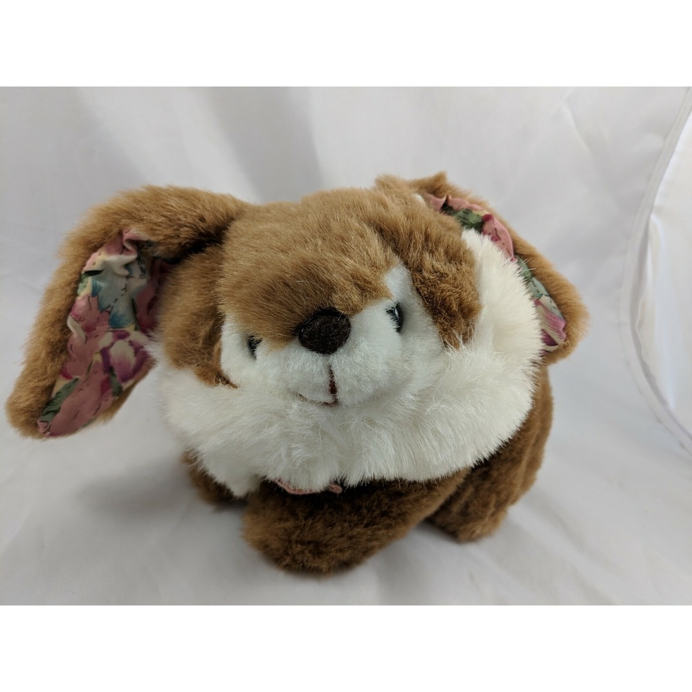 Dandee International‎ Brown White Rabbit Plush Bunny Flower Ears Stuffed Animal